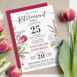 Invitación Elegante y elegante Fiesta de Jubilación de Flores
