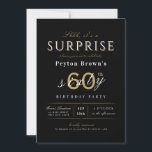 Invitación Elegante y elegante invita de cumpleaños número 60<br><div class="desc">La moderna y elegante invitación de cumpleaños sorpresa incluye escritura y tipografía elegantes con detalles fiestas en blanco sofisticado,  negro y oro,  simple y elegante,  Fantástica para la fiesta de cumpleaños número 60 o cualquier otra edad, </div>
