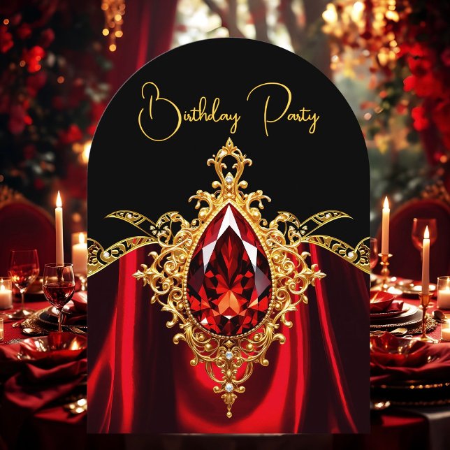Invitación Elegante y elegante Juguete de Oro Rojo Regal (Subido por el creador)