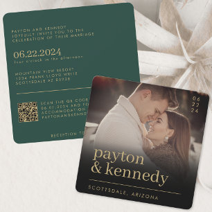 Invitación Elegante y elegante Plaza de Oro Verde Esmeralda