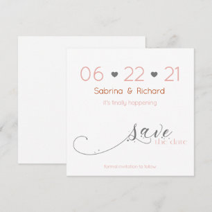 Invitación Elegante y elegante Rubor Minimalista salva la fec