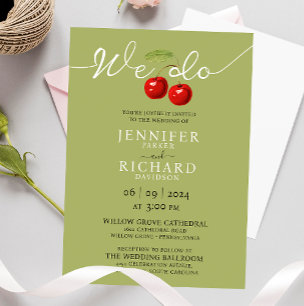 Invitación Elegante Y Elegante Sabor Y Boda De Cerezo Rojo