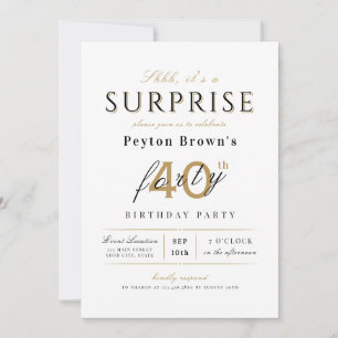 Invitación Elegante y elegante sorpresa 40 cumpleaños