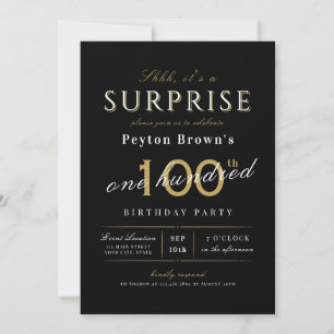 Invitación Elegante y elegante sorpresa de 100 años