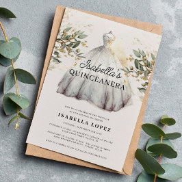 Invitación Elegante y elegante vestido floral y princesa Quin