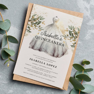 Invitación Elegante y elegante vestido floral y princesa Quin