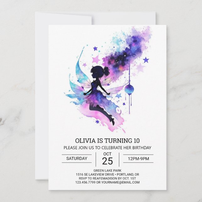 Invitación Elegante y encantado cumpleaños del bosque (Anverso)