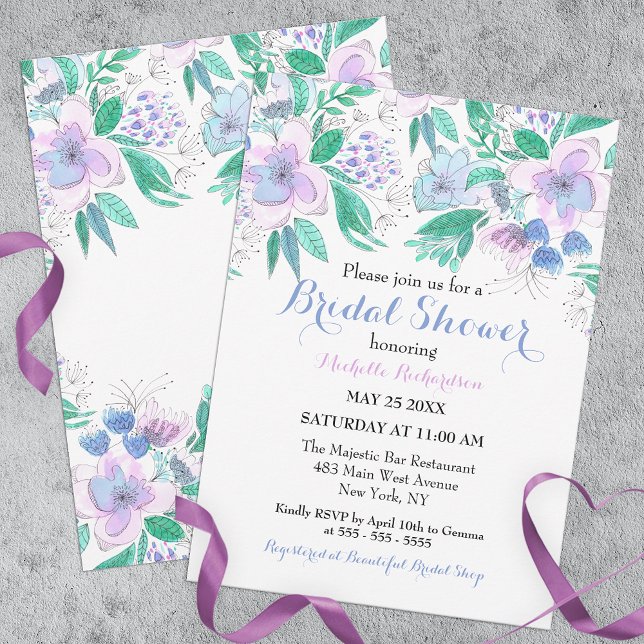 Invitación Elegante y encantadora acuarela Floral Bridal Duch (Subido por el creador)