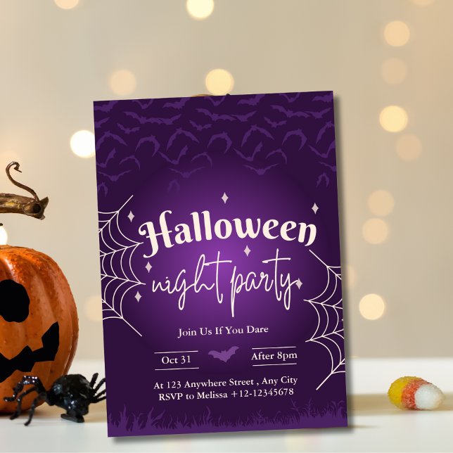Invitación Elegante y espeluznante Fiesta nocturno de Hallowe (Subido por el creador)