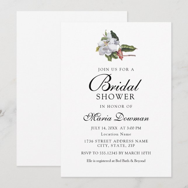 Invitación Elegante y exótica flor Clásica Floral Bridal Show (Anverso / Reverso)