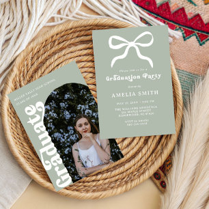 Invitación Elegante y femenino lazo de salvia Chic Fiesta de 