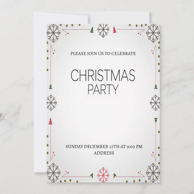 Invitación elegante y festiva a la fiesta de Navid (Anverso)