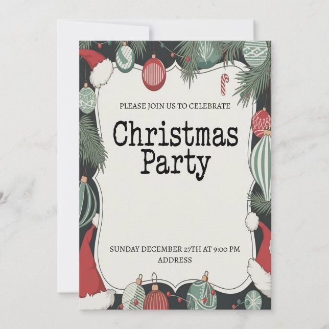 Invitación elegante y festiva para una fiesta de N (Anverso)