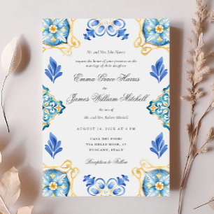 Invitación Elegante y formal acuarela Boda de mosaicos italia