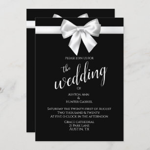 Invitación Elegante y hermoso Boda Bonito blanco negro