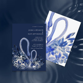 Invitación Elegante Y Hermoso Cisne En Boda Azul De La Marina