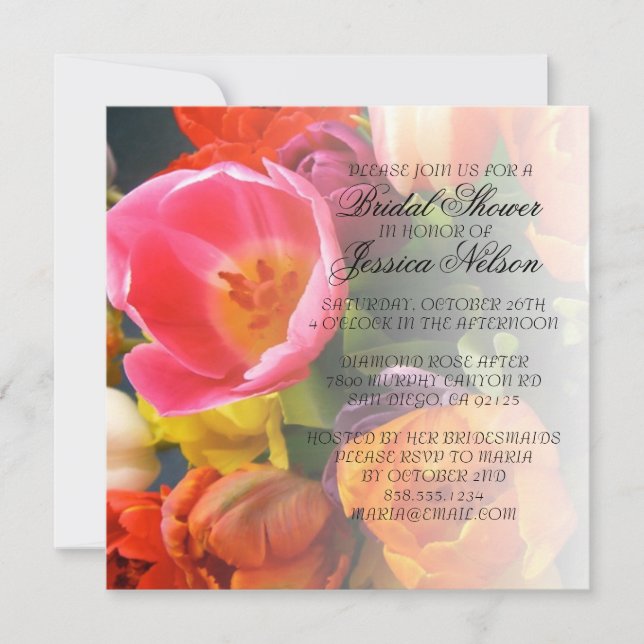 Invitación Elegante y lujosa ducha de buquet para los tulipan (Anverso)