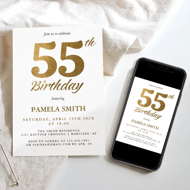 Invitación Elegante y lujoso clásico de imitación de oro 55 a (Subido por el creador)