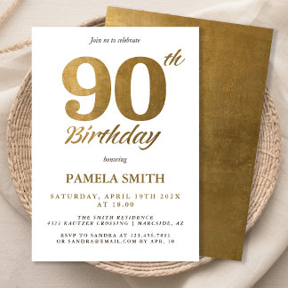 Invitación Elegante y lujoso clásico de imitación de oro 90 c
