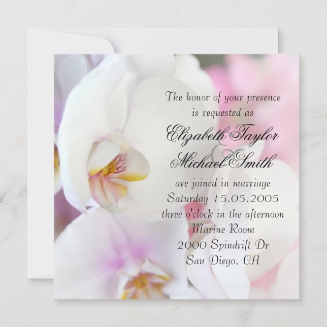 Invitación Elegante y lujoso Invitado a la Boda Orquídea Blan (Anverso)