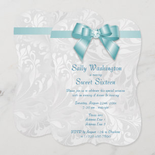 Invitación Elegante y lujoso lazo de diamante y damasco Sweet