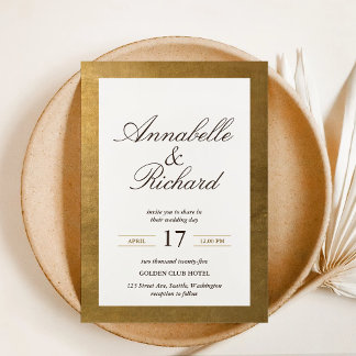 Invitación Elegante y lujoso oro rico salva la fecha