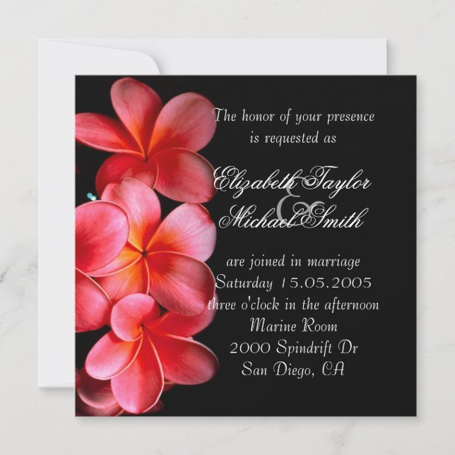 Invitación Elegante y lujoso Plumeria Invite a la boda (Anverso)