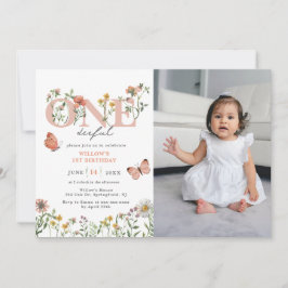 Invitación Elegante y maravilloso flor silvestre primer cumpl