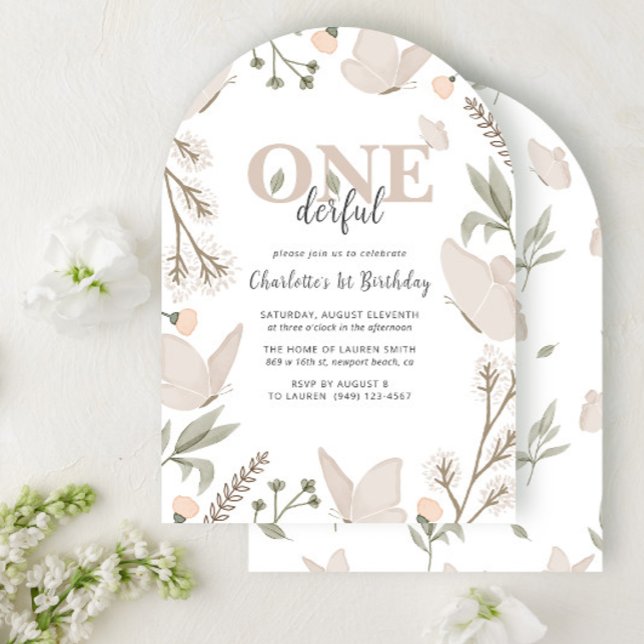 Invitación Elegante y maravilloso mariposa floral 1º cumpleañ (Subido por el creador)