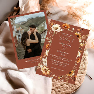 Invitación Elegante y Moda Boho Fall Boda de Flores Silvestre
