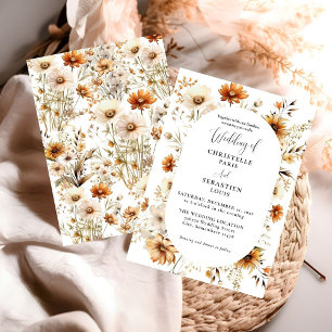 Invitación Elegante y Moda Boho Fall Boda de Flores Silvestre