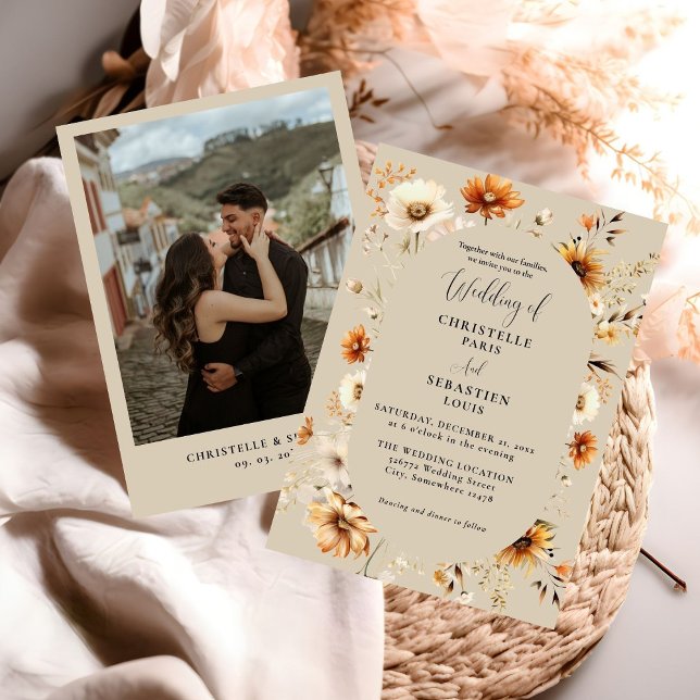 Invitación Elegante y Moda Boho Fall Boda de Flores Silvestre (Subido por el creador)