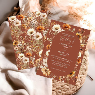 Invitación Elegante y Moda Boho Fall Boda de Flores Silvestre