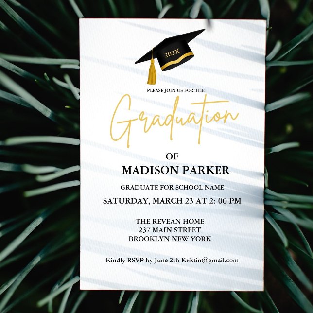Invitación Elegante y Moda Fiesta de Graduación de Caligrafía (Subido por el creador)