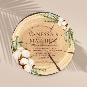 Invitación Elegante y Moda Rústico Boda Cortado de madera Úni