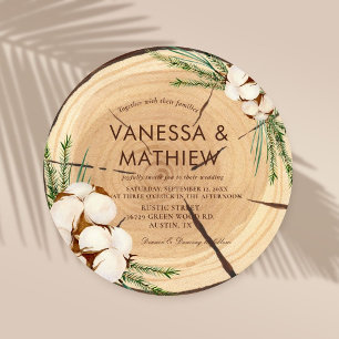 Invitación Elegante y Moda Rústico Boda Cortado de madera Úni