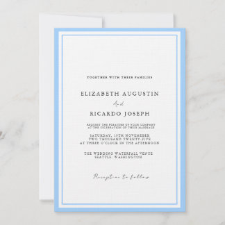 Invitación Elegante y Moda Script Boda Azul