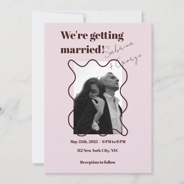 Invitación Elegante Y Moderna Fotografía En Un Boda (Anverso)