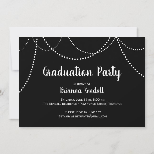 Invitación Elegante y moderna String Lights Graduation Invite (Anverso)