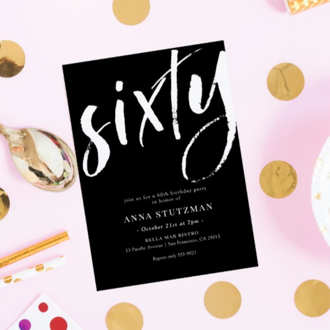 Invitación Elegante y moderno 60º cumpleaños de fiesta (Subido por el creador)