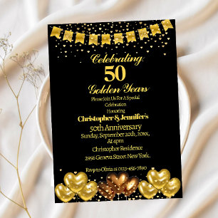 Invitación Elegante y moderno Aniversario del Black&Gold 50 B