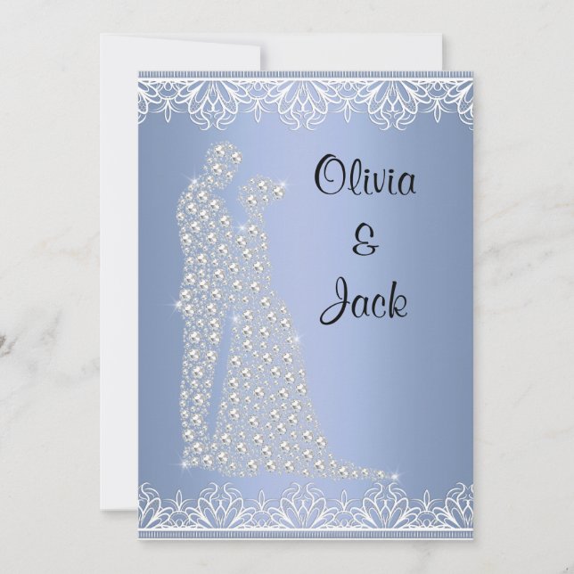 INVITACIÓN ELEGANTE Y MODERNO AZUL DE BODA (Anverso)