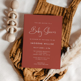 Invitación Elegante y moderno Baby Shower Terracota