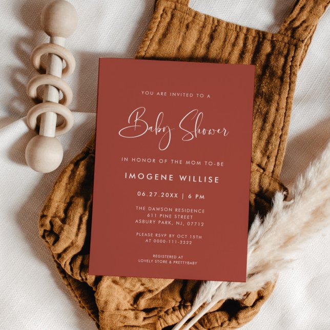 Invitación Elegante y moderno Baby Shower Terracota (Subido por el creador)