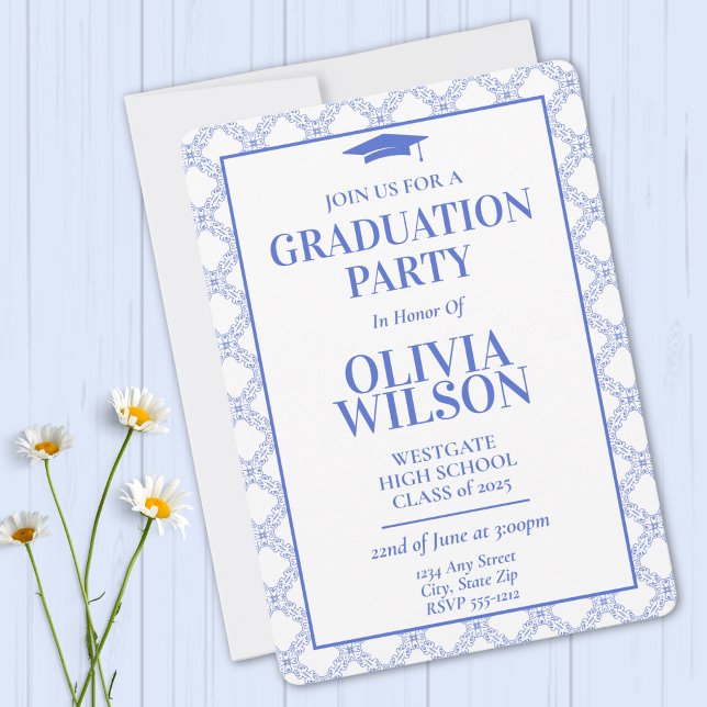 Invitación Elegante y moderno Blue 2025 Graduation Invitation (Subido por el creador)