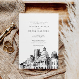 Invitación Elegante y moderno boceto de Boston Boda de Nueva 