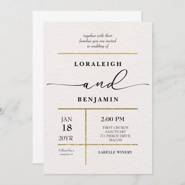 Invitación Elegante y moderno Boda de aspecto pulido (Anverso / Reverso)