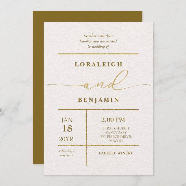 Invitación Elegante y moderno Boda de aspecto pulido (Anverso / Reverso)