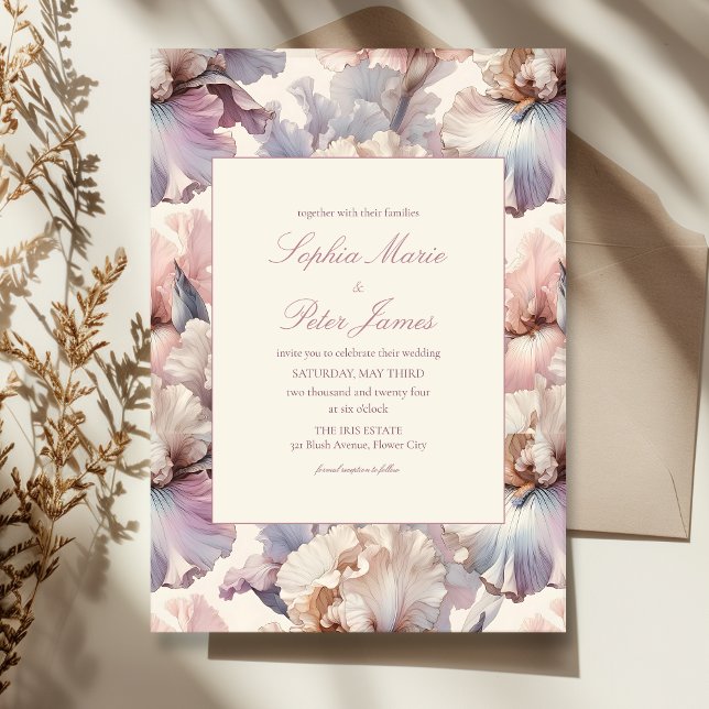 Invitación Elegante y moderno Boda de flores Rubor y Mauve (Subido por el creador)