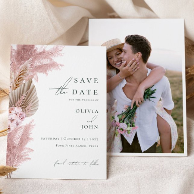 Invitación Elegante y moderno Boda de Grass Pampas salva la f (Subido por el creador)